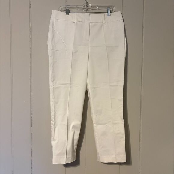 Ann Taylor Curvy Crop Length Pants White Size 10 Preppy Office Wear NWT - Picture 1 of 7